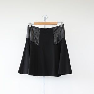 Nanette Lepore Black Pleated Leather Skirt